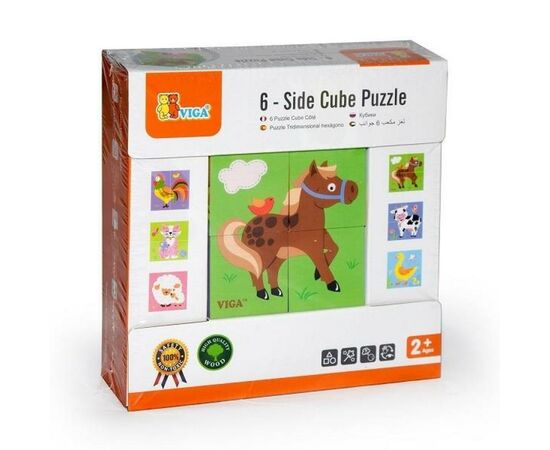 Развивающая игрушка Viga Toys Пазл-кубики Ферма (50835)