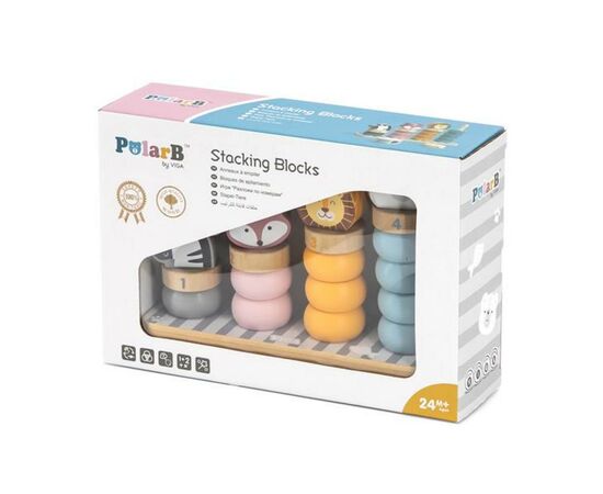Развивающая игрушка Viga Toys Пирамидка-сортер PolarB Зверята (44022), изображение 2 Развивающая игрушка Viga Toys Пирамидка-сортер PolarB Зверята (44022), изображение 2