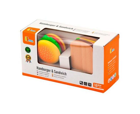 Игровой набор Viga Toys Гамбургер и сэндвич (50810), изображение 2 Игровой набор Viga Toys Гамбургер и сэндвич (50810), изображение 2