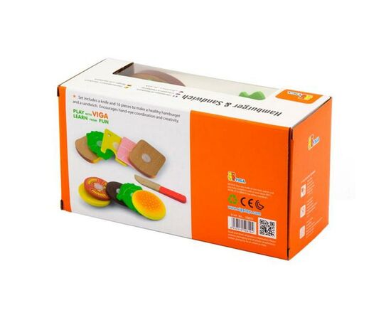 Игровой набор Viga Toys Гамбургер и сэндвич (50810), изображение 4 Игровой набор Viga Toys Гамбургер и сэндвич (50810), изображение 4