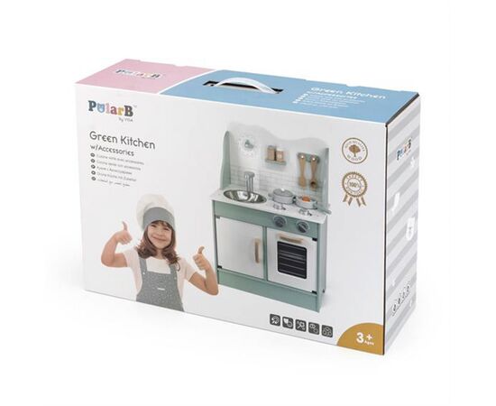 Игровой набор Viga Toys кухня из дерева с аксессуарами PolarB зеленая (44048), изображение 8 Игровой набор Viga Toys кухня из дерева с аксессуарами PolarB зеленая (44048), изображение 8