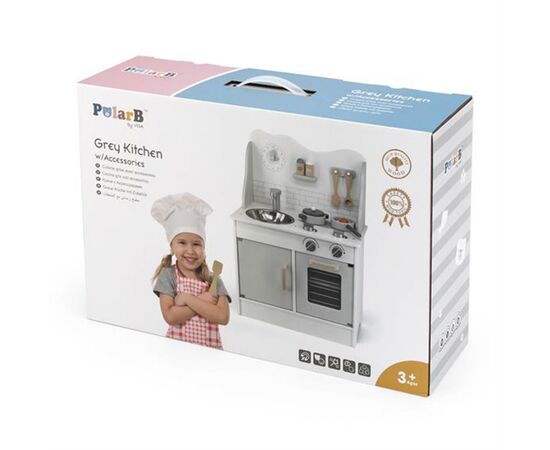 Игровой набор Viga Toys кухня из дерева с аксессуарами PolarB серая (44049), изображение 8 Игровой набор Viga Toys кухня из дерева с аксессуарами PolarB серая (44049), изображение 8