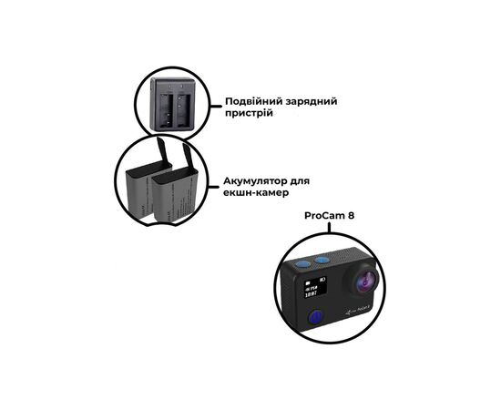 Экшн-камера AirOn ProCam 8 Black tactical kit (4822356754481), изображение 6 Экшн-камера AirOn ProCam 8 Black tactical kit (4822356754481), изображение 6