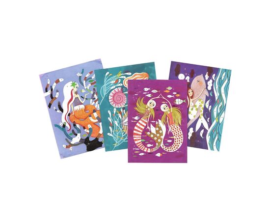 Набор для творчества Djeco Светящиеся русалки художественный комплект рисования блестками (DJ09507), изображение 3 Набор для творчества Djeco Светящиеся русалки художественный комплект рисования блестками (DJ09507), изображение 3