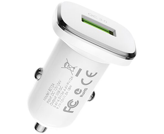 Зарядное устройство BOROFONE BZ12A single port USB-A White (BZ12AW), изображение 2 Зарядное устройство BOROFONE BZ12A single port USB-A White (BZ12AW), изображение 2