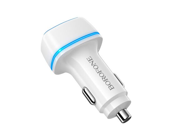 Зарядное устройство BOROFONE BZ14 Max dual port ambient light car charger 2 USB White (BZ14W), изображение 3 Зарядное устройство BOROFONE BZ14 Max dual port ambient light car charger 2 USB White (BZ14W), изображение 3