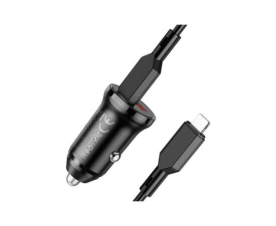 Зарядное устройство BOROFONE BZ18A PD20W+QC3.0 car charger set(Type-C to iP) USB-A/Type-C Black (BZ18ACLB), изображение 2 Зарядное устройство BOROFONE BZ18A PD20W+QC3.0 car charger set(Type-C to iP) USB-A/Type-C Black (BZ18ACLB), изображение 2