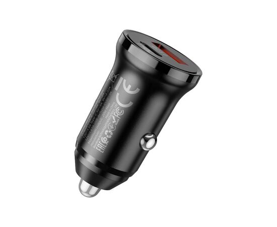 Зарядное устройство BOROFONE BZ18A PD20W+QC3.0 car charger USB-A/Type-C Black (BZ18AB), изображение 2 Зарядное устройство BOROFONE BZ18A PD20W+QC3.0 car charger USB-A/Type-C Black (BZ18AB), изображение 2