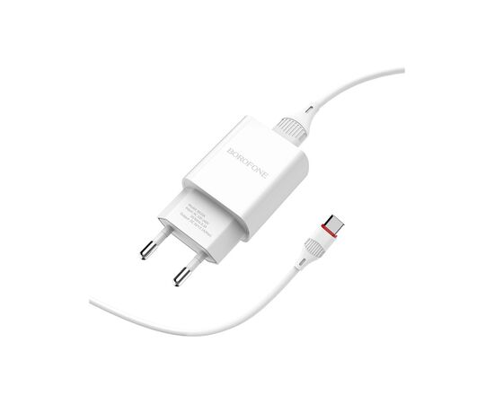 Зарядное устройство BOROFONE BA20A Sharp single port charger set(Type-C) White (BA20ACW), изображение 2 Зарядное устройство BOROFONE BA20A Sharp single port charger set(Type-C) White (BA20ACW), изображение 2