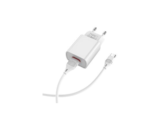 Зарядное устройство BOROFONE BA20A Sharp single port charger set(Type-C) White (BA20ACW), изображение 3 Зарядное устройство BOROFONE BA20A Sharp single port charger set(Type-C) White (BA20ACW), изображение 3