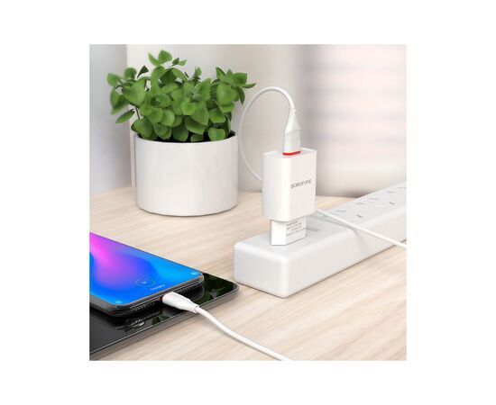 Зарядное устройство BOROFONE BA20A Sharp single port charger set(Type-C) White (BA20ACW), изображение 8 Зарядное устройство BOROFONE BA20A Sharp single port charger set(Type-C) White (BA20ACW), изображение 8