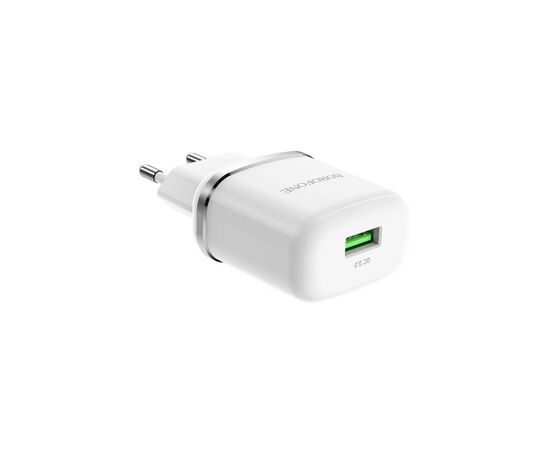 Зарядное устройство BOROFONE BA36A High speed single port QC3.0 charger set White (BA36AW), изображение 2 Зарядное устройство BOROFONE BA36A High speed single port QC3.0 charger set White (BA36AW), изображение 2