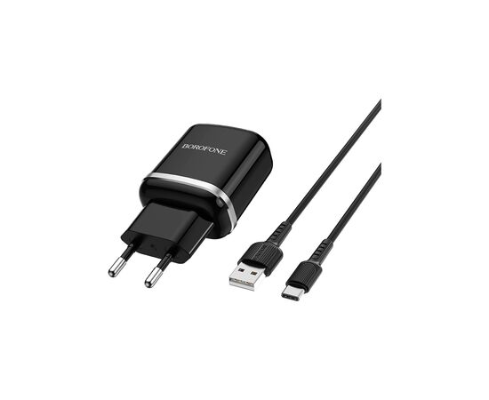 Зарядное устройство BOROFONE BA36A High speed single port QC3.0 charger set(Type-C) Black (BA36ACB), изображение 3 Зарядное устройство BOROFONE BA36A High speed single port QC3.0 charger set(Type-C) Black (BA36ACB), изображение 3