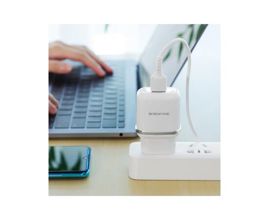 Зарядное устройство BOROFONE BA36A High speed single port QC3.0 charger set(Type-C) White (BA36ACW), изображение 5 Зарядное устройство BOROFONE BA36A High speed single port QC3.0 charger set(Type-C) White (BA36ACW), изображение 5