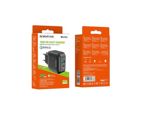 Зарядное устройство BOROFONE BA46A Premium Black (BA46AB), изображение 4 Зарядное устройство BOROFONE BA46A Premium Black (BA46AB), изображение 4