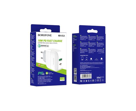 Зарядное устройство BOROFONE BA46A Premium White (BA46AW), изображение 5 Зарядное устройство BOROFONE BA46A Premium White (BA46AW), изображение 5