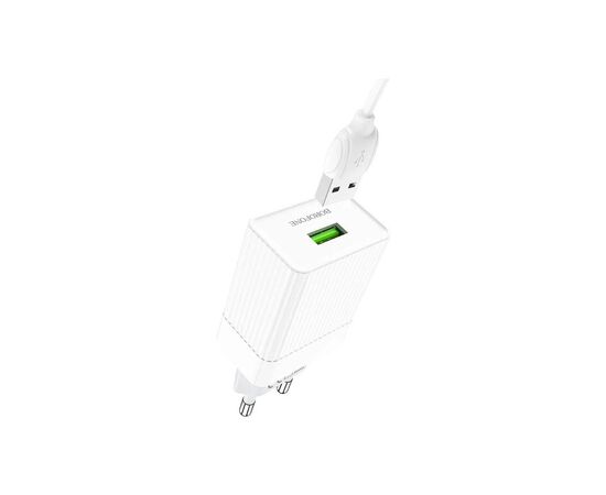 Зарядное устройство BOROFONE BA47A Mighty speed single port QC3.0 3A + Type-C cable White (BA47AMW), изображение 3 Зарядное устройство BOROFONE BA47A Mighty speed single port QC3.0 3A + Type-C cable White (BA47AMW), изображение 3