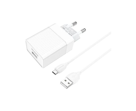 Зарядное устройство BOROFONE BA47A Mighty speed single port QC3.0 3A + Type-C cable White (BA47AMW), изображение 4 Зарядное устройство BOROFONE BA47A Mighty speed single port QC3.0 3A + Type-C cable White (BA47AMW), изображение 4
