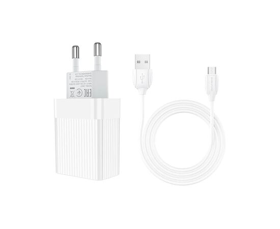 Зарядное устройство BOROFONE BA47A Mighty speed single port QC3.0 3A + Type-C cable White (BA47AMW)