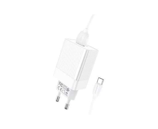 Зарядное устройство BOROFONE BA47A Mighty speed single port QC3.0 3A + Type-C cable White (BA47ACW), изображение 6 Зарядное устройство BOROFONE BA47A Mighty speed single port QC3.0 3A + Type-C cable White (BA47ACW), изображение 6