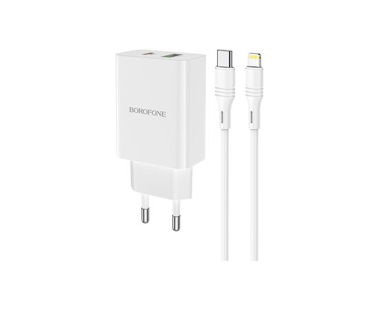 Зарядное устройство BOROFONE BA56A Lavida PD20W+QC3.0 charger (Type-C to Lightning) White (BA56ACLW), изображение 2 Зарядное устройство BOROFONE BA56A Lavida PD20W+QC3.0 charger (Type-C to Lightning) White (BA56ACLW), изображение 2