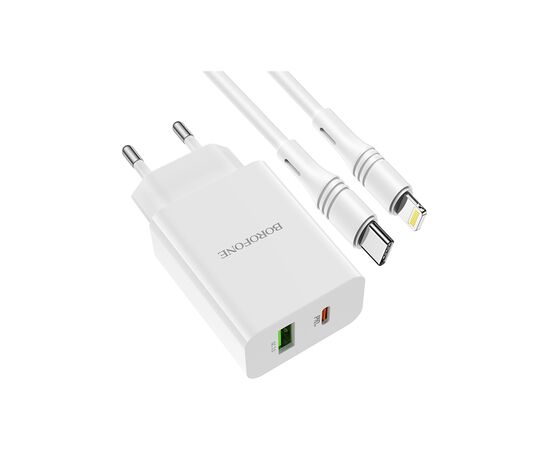 Зарядное устройство BOROFONE BA56A Lavida PD20W+QC3.0 charger (Type-C to Lightning) White (BA56ACLW), изображение 5 Зарядное устройство BOROFONE BA56A Lavida PD20W+QC3.0 charger (Type-C to Lightning) White (BA56ACLW), изображение 5