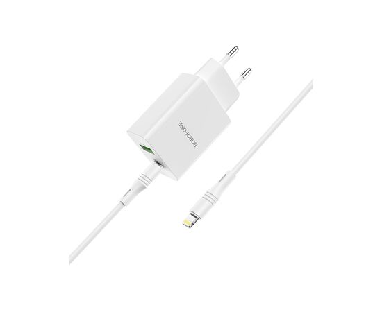 Зарядное устройство BOROFONE BA56A Lavida PD20W+QC3.0 charger (Type-C to Lightning) White (BA56ACLW), изображение 7 Зарядное устройство BOROFONE BA56A Lavida PD20W+QC3.0 charger (Type-C to Lightning) White (BA56ACLW), изображение 7