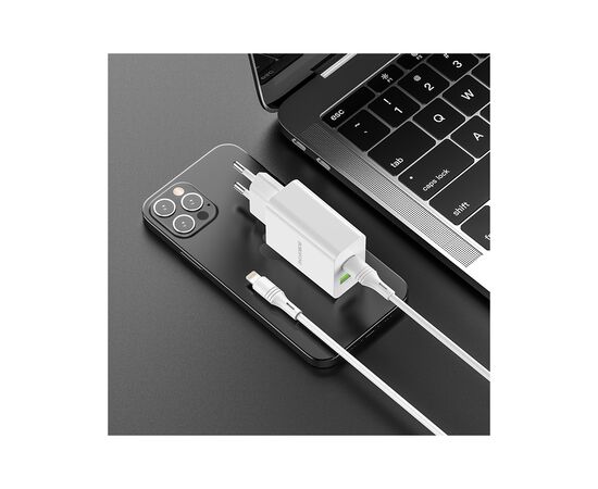 Зарядное устройство BOROFONE BA56A Lavida PD20W+QC3.0 charger (Type-C to Lightning) White (BA56ACLW), изображение 9 Зарядное устройство BOROFONE BA56A Lavida PD20W+QC3.0 charger (Type-C to Lightning) White (BA56ACLW), изображение 9