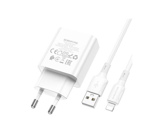 Зарядное устройство BOROFONE BA74A Aspirer single port charger set(iP) White (BA74ALW), изображение 3 Зарядное устройство BOROFONE BA74A Aspirer single port charger set(iP) White (BA74ALW), изображение 3