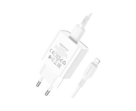 Зарядное устройство BOROFONE BA74A Aspirer single port charger set(iP) White (BA74ALW), изображение 5 Зарядное устройство BOROFONE BA74A Aspirer single port charger set(iP) White (BA74ALW), изображение 5