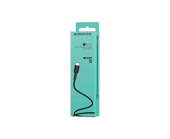 Дата кабель USB 2.0 AM to Type-C 1.0m BX16 Easy 2A Black BOROFONE (BX16CB), изображение 4 Дата кабель USB 2.0 AM to Type-C 1.0m BX16 Easy 2A Black BOROFONE (BX16CB), изображение 4