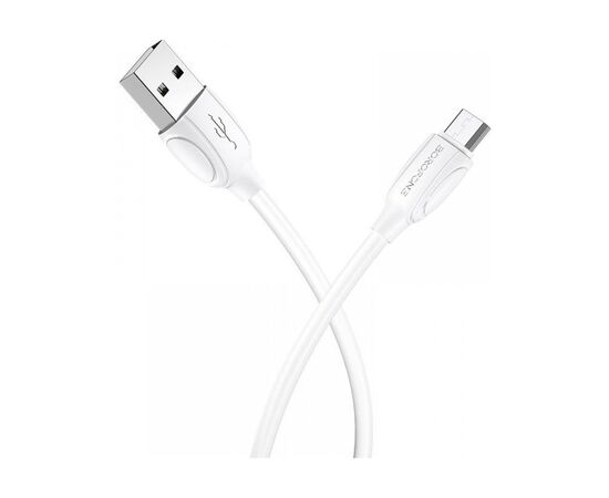 Дата кабель USB 2.0 AM to Micro 5P 1.0m BX19 Benefit 2.4A White BOROFONE (BX19MW), изображение 3 Дата кабель USB 2.0 AM to Micro 5P 1.0m BX19 Benefit 2.4A White BOROFONE (BX19MW), изображение 3