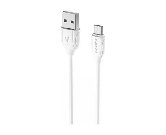 Дата кабель USB 2.0 AM to Micro 5P 1.0m BX19 Benefit 2.4A White BOROFONE (BX19MW)