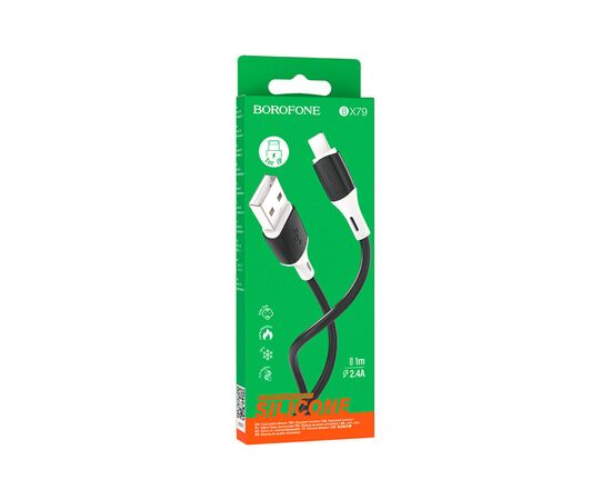 Дата кабель USB 2.0 AM to Lightning 1.0m BX79 3A Black BOROFONE (BX79LB), изображение 3 Дата кабель USB 2.0 AM to Lightning 1.0m BX79 3A Black BOROFONE (BX79LB), изображение 3