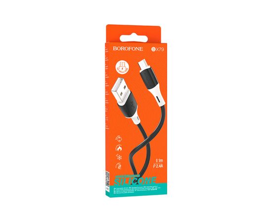 Дата кабель USB 2.0 AM to Micro 5P 1.0m BX79 2.4A Black BOROFONE (BX79MB), изображение 3 Дата кабель USB 2.0 AM to Micro 5P 1.0m BX79 2.4A Black BOROFONE (BX79MB), изображение 3