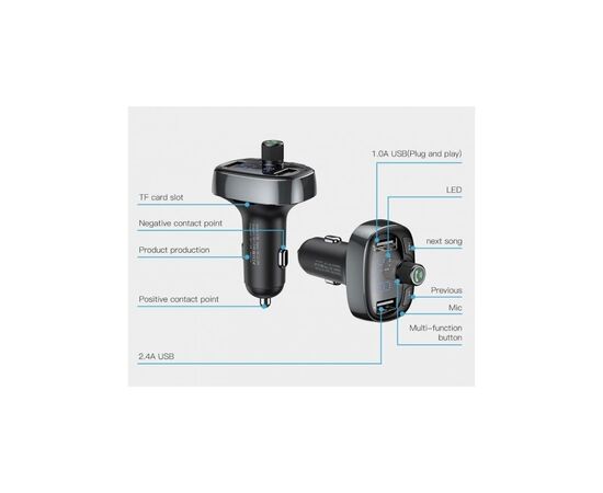 FM модулятор Baseus T typed Bluetooth MP3 Tarnish (CCALL-TM01), изображение 7 FM модулятор Baseus T typed Bluetooth MP3 Tarnish (CCALL-TM01), изображение 7