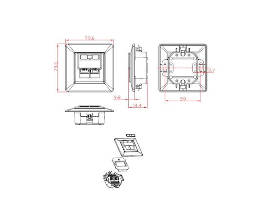 Компьютерная розетка Cablexpert RJ45x2 FTP, cat.6 (MWS-2S6-01), изображение 5 Компьютерная розетка Cablexpert RJ45x2 FTP, cat.6 (MWS-2S6-01), изображение 5