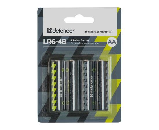 Батарейка Defender AA LR6-4B * 4 (56012), изображение 2 Батарейка Defender AA LR6-4B * 4 (56012), изображение 2