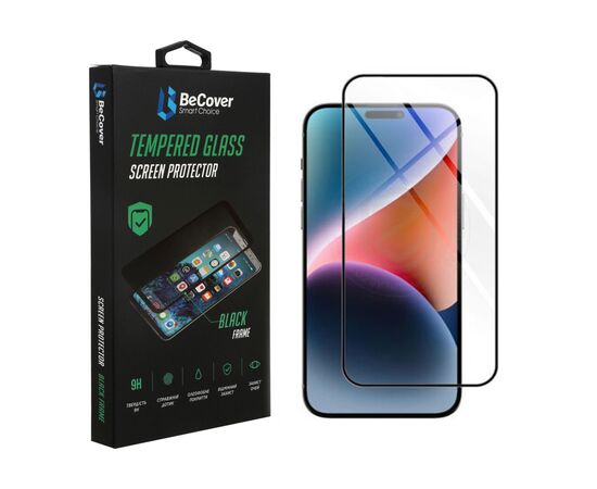 Стекло защитное BeCover Apple iPhone 14 Pro Black (707968)