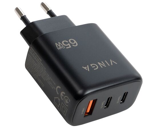 Зарядное устройство Vinga GaN 65W PD+QC 2C1A ports Wall Charger (VCPCHCCA65B), изображение 3 Зарядное устройство Vinga GaN 65W PD+QC 2C1A ports Wall Charger (VCPCHCCA65B), изображение 3