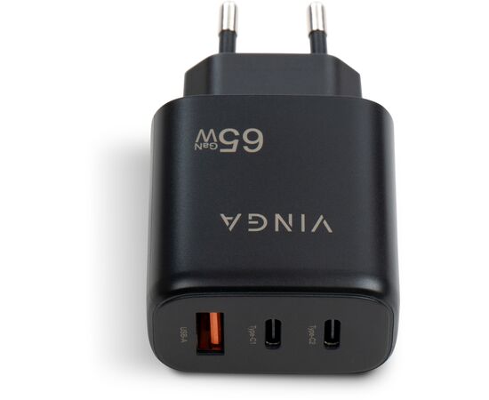 Зарядное устройство Vinga GaN 65W PD+QC 2C1A ports Wall Charger (VCPCHCCA65B), изображение 5 Зарядное устройство Vinga GaN 65W PD+QC 2C1A ports Wall Charger (VCPCHCCA65B), изображение 5