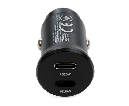 Зарядное устройство Vinga 40W PD 2xUSB-C (20W+20W) Car Charger (VCPCCCC40), изображение 3 Зарядное устройство Vinga 40W PD 2xUSB-C (20W+20W) Car Charger (VCPCCCC40), изображение 3
