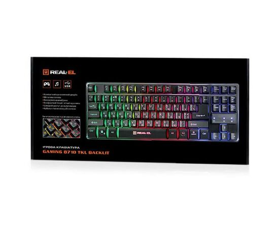 Клавиатура REAL-EL 8710 Gaming TKL Backlit, black, изображение 3 Клавиатура REAL-EL 8710 Gaming TKL Backlit, black, изображение 3