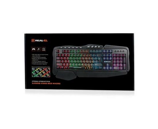 Клавиатура REAL-EL 8900 Gaming RGB Macro, black, изображение 3 Клавиатура REAL-EL 8900 Gaming RGB Macro, black, изображение 3