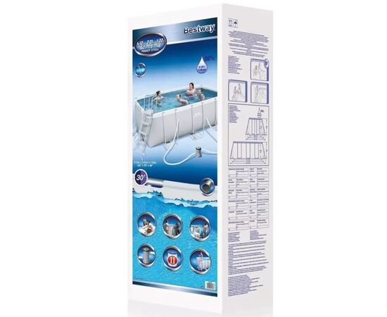 Бассейн BestWay каркасний прямокутний 412 х 201 см Сірий (BW 56457), изображение 2 Бассейн BestWay каркасний прямокутний 412 х 201 см Сірий (BW 56457), изображение 2
