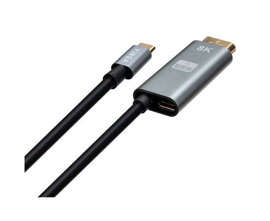 Кабель мультимедийный USB-C to DisplayPort 1.5m v1.4 8K60Hz PD 100W port Vinga (VCPVCCD1415PD), изображение 2 Кабель мультимедийный USB-C to DisplayPort 1.5m v1.4 8K60Hz PD 100W port Vinga (VCPVCCD1415PD), изображение 2
