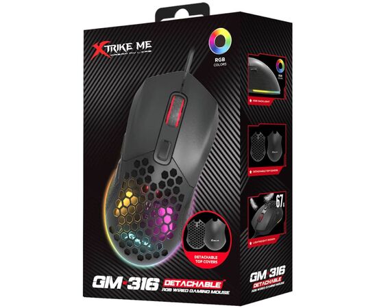 Мишка Xtrike ME GM-316 USB RGB Black (GM-316), зображення 5 Мишка Xtrike ME GM-316 USB RGB Black (GM-316), зображення 5