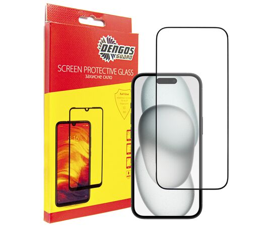 Скло захисне Dengos Full Glue iPhone 15 Plus (black) (TGFG-320)