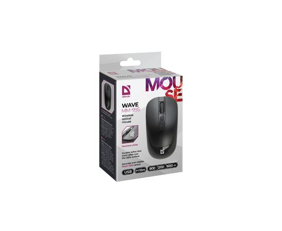 Мышка Defender Wave MM-995 Silent Wireless Black (52995), изображение 3 Мышка Defender Wave MM-995 Silent Wireless Black (52995), изображение 3