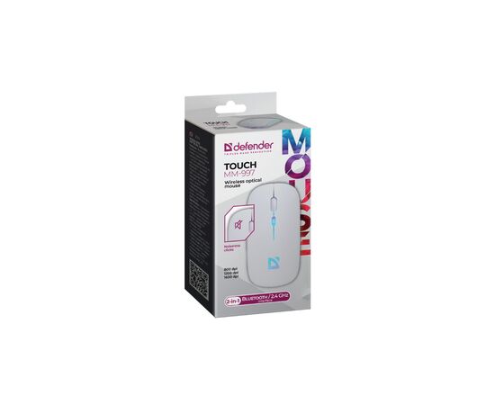 Мишка Defender Touch MM-997 Silent RGB Wireless RGB White (52998), зображення 3 Мишка Defender Touch MM-997 Silent RGB Wireless RGB White (52998), зображення 3